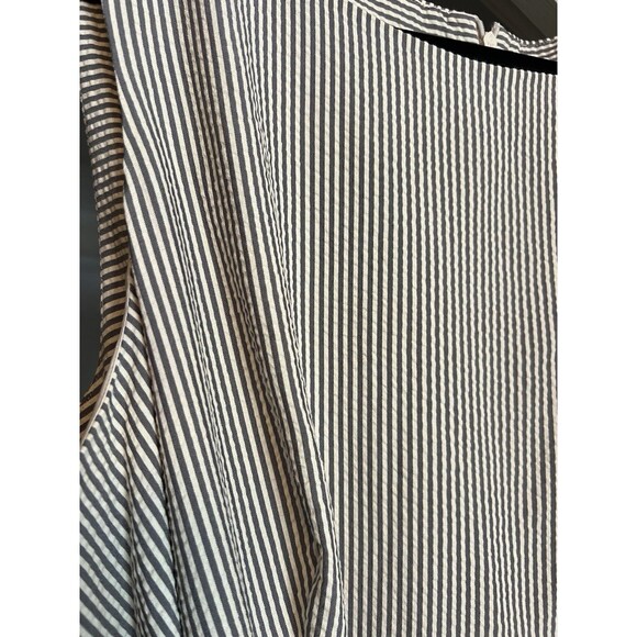 Anne Klein Women Sleeveless Seersucker Dress Blue White Pinstripe Belted Size 24 - Picture 11 of 11